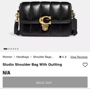 Coach Studio Shoulder Bag with Quilting Black Nappa Leather EUC